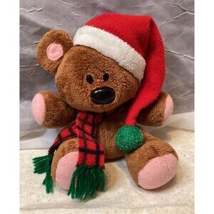 Garfield Teddy Bear Pooky Plush Brown Christmas Santa Hat Ty Holiday Stuffed Toy